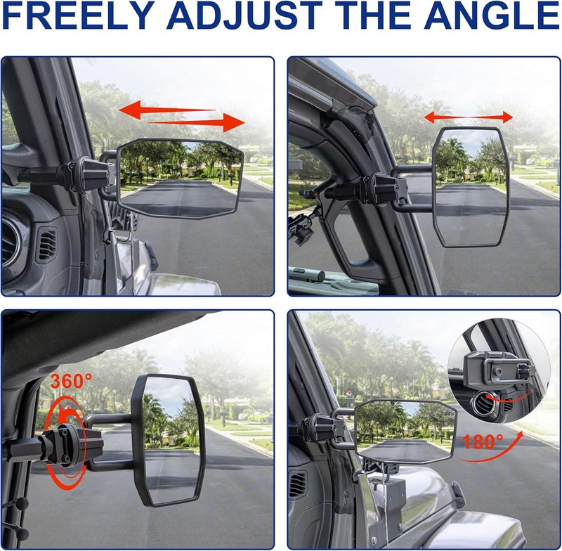 GEVINFA Upgrade Mirrors Doors Off Compatible with Jeep Wrangler JL JLU and Gladiator JT 2018-2023, Quick Release JL Mirror, No Wobble & Quick Removal knob(Not Fit 2024 2025) Patented - Image 5